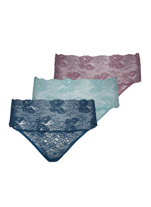 3 pack lace thong with high waist, Mix assortment, Packshot image number 0