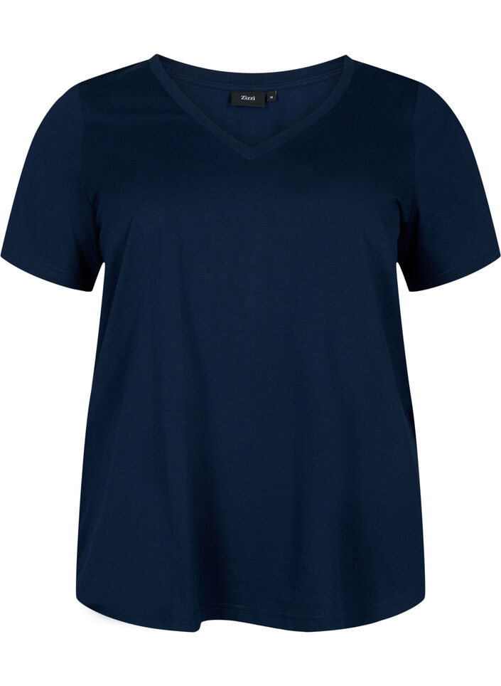 Short sleeve t-shirt with v-neckline, Blue, Packshot image number 0