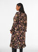 Midi dress with floral print and detachable tie belt, Black, Model image number 2
