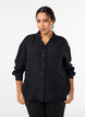 Loose shirt with texture and a V-neck, Black, Model image number 0