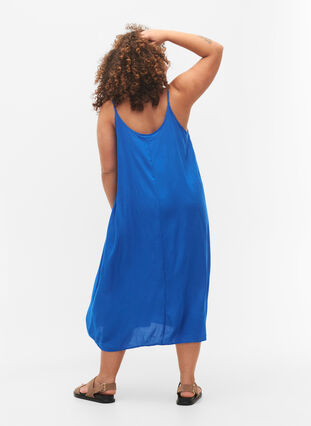 Sleeveless midi dress in viscose, Princess Blue, Model image number 1