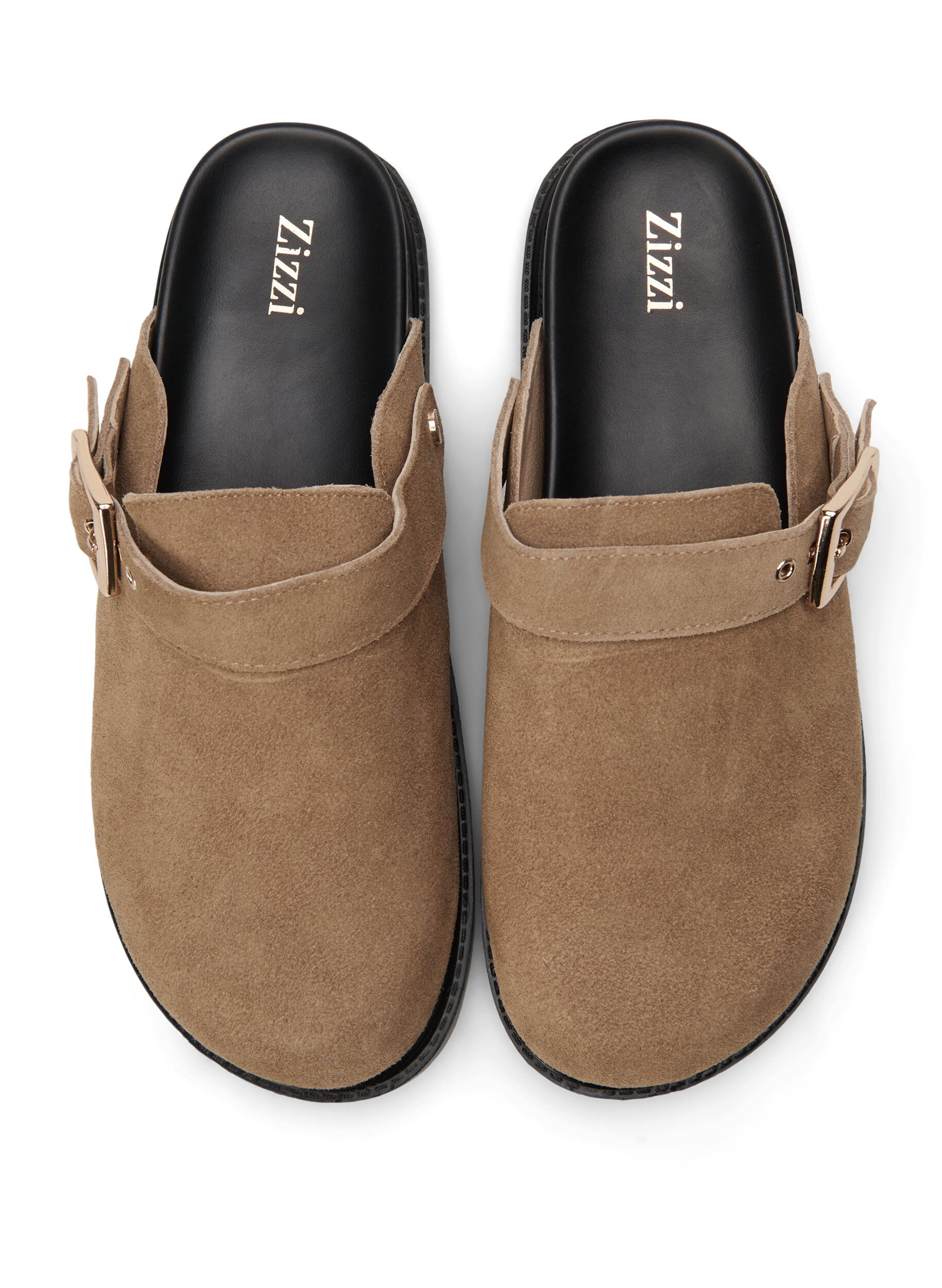 Zizzifashion Wide fit suede clogs, Woodsmoke, Packshot image number 2