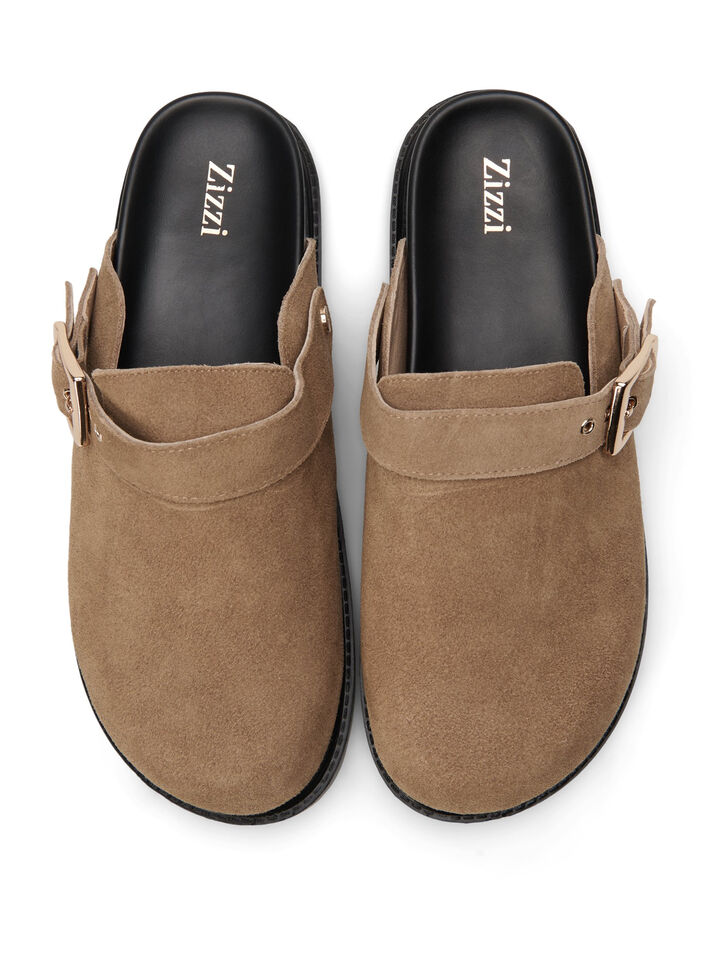 Wide fit suede clogs, Woodsmoke, Packshot image number 2