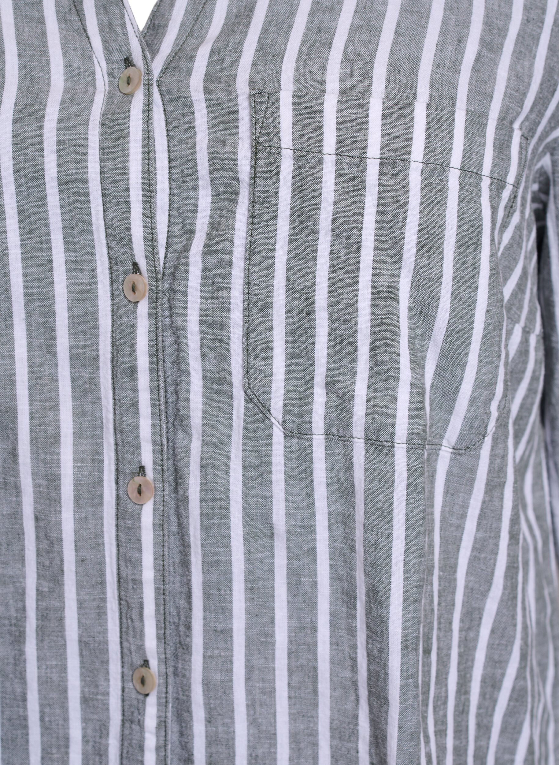 Zizzifashion Shirt in linen and viscose with 3/4 sleeves, Green, Packshot image number 2