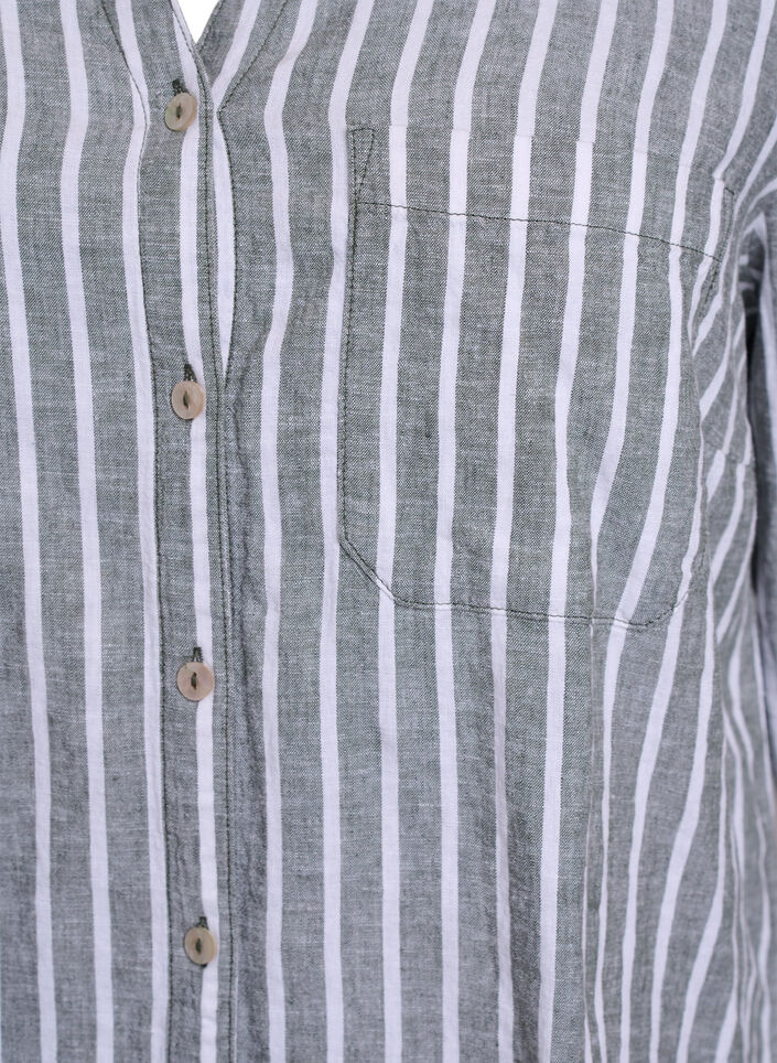 Shirt in linen and viscose with 3/4 sleeves, Green, Packshot image number 2