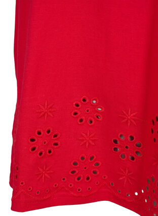 T-shirt in cotton with embroidery anglaise, Tango Red, Packshot image number 3