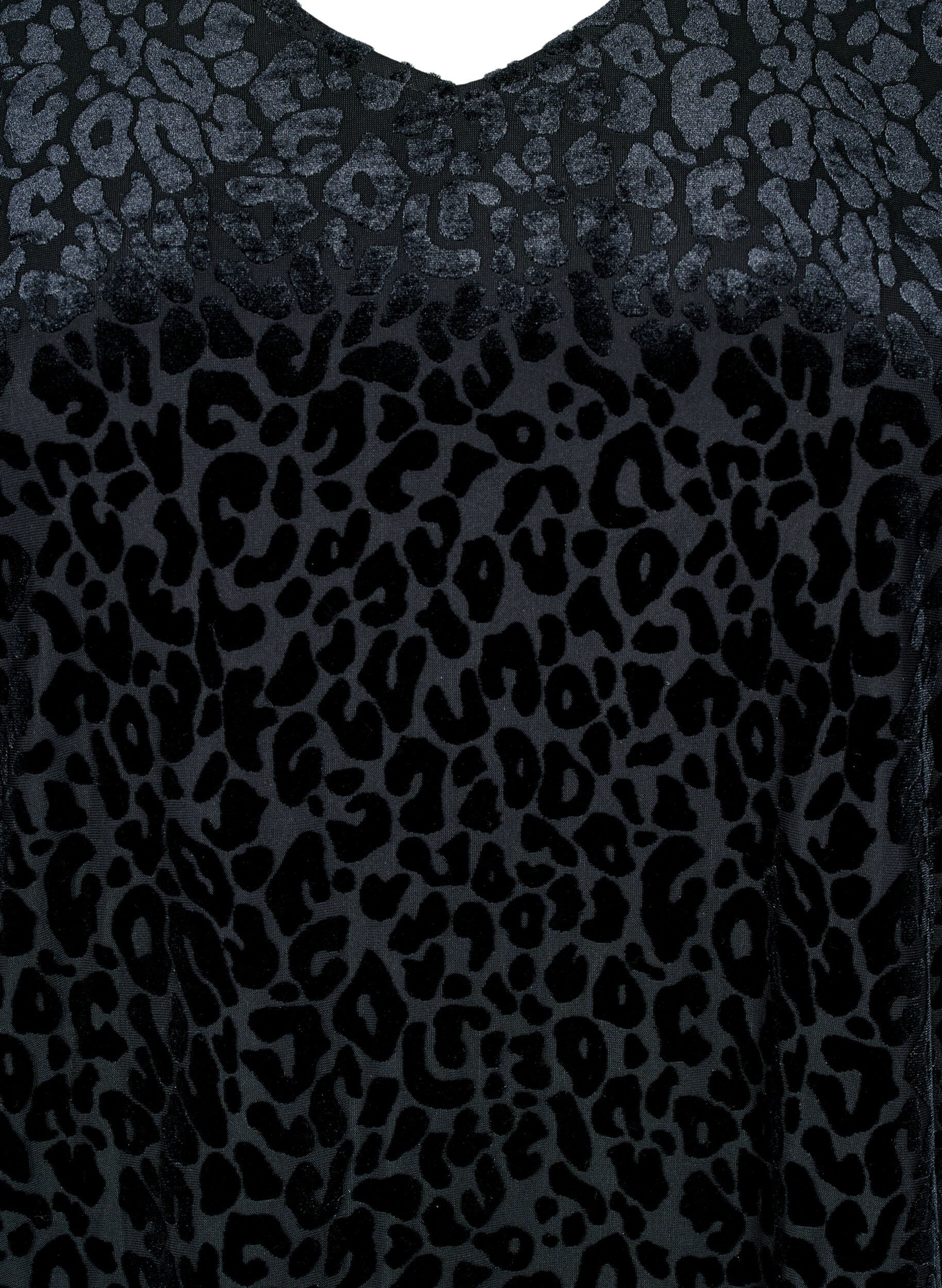 Zizzifashion Blouse with short sleeves and leopard print, Black, Packshot image number 2