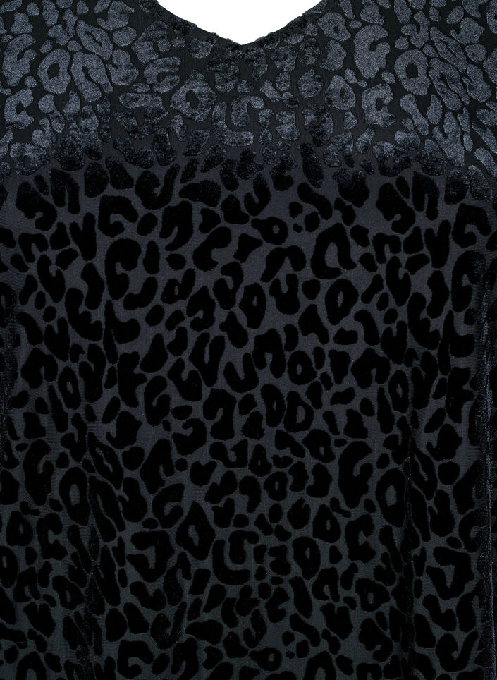 Blouse with short sleeves and leopard print, Black, Packshot image number 2