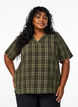 Blouse with check pattern and V-neckline, Green, Model image number 0