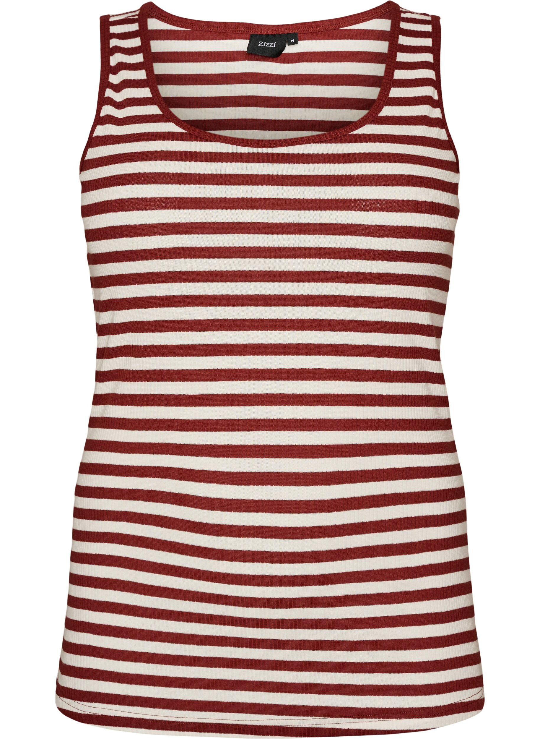 Zizzifashion Striped tank top with a rib structure, Red, Packshot image number 0