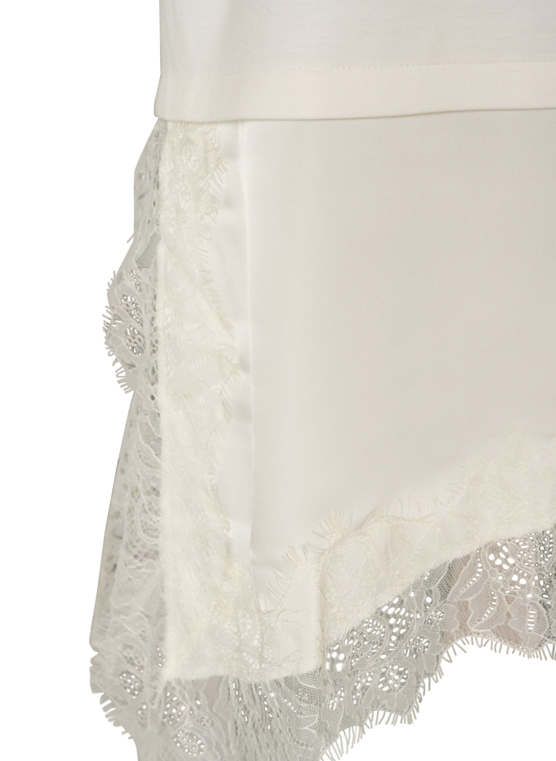ZizzifashionJersey blouse with a layered look and lace, Vanilla, Packshot image number 3