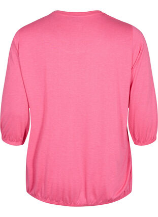 Plain blouse with 3/4 sleeves, Hot Pink Mel., Packshot image number 1