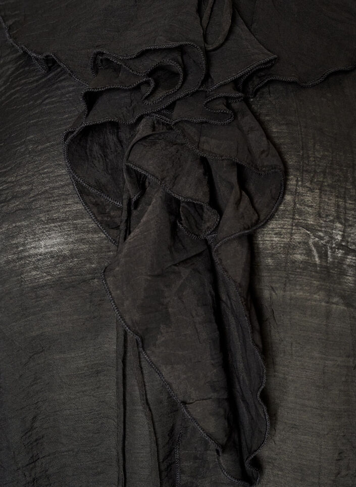 Viscose blouse with ruffles and long sleeves, Black, Packshot image number 2