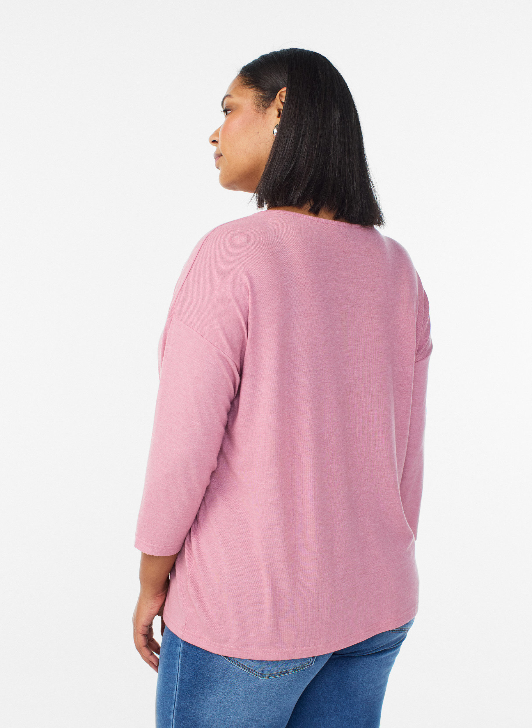 ZizzifashionJersey blouse with 3/4 sleeves, Red, Model image number 2