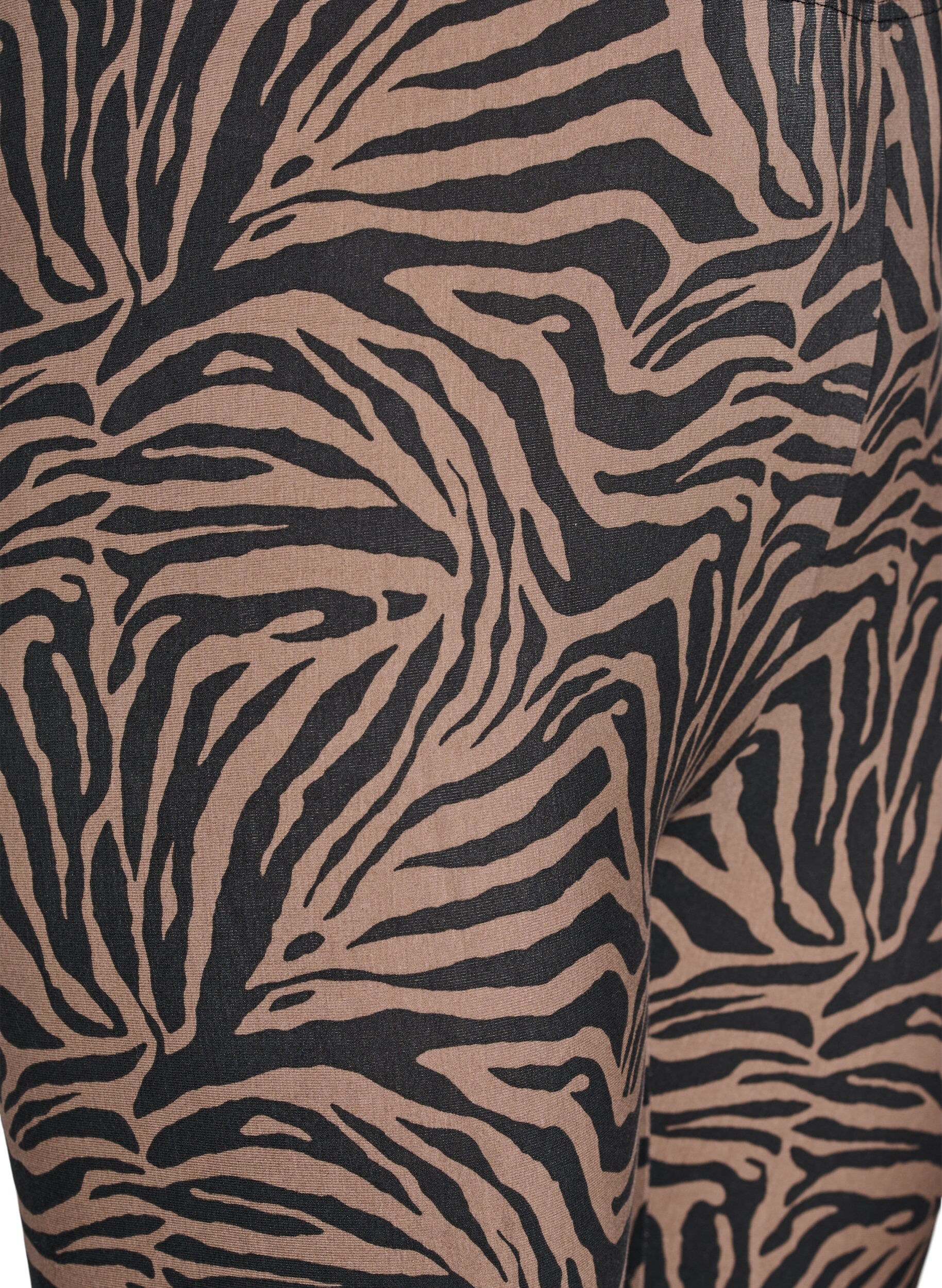 Zizzifashion Viscose leggings with zebra print, Brown, Packshot image number 2
