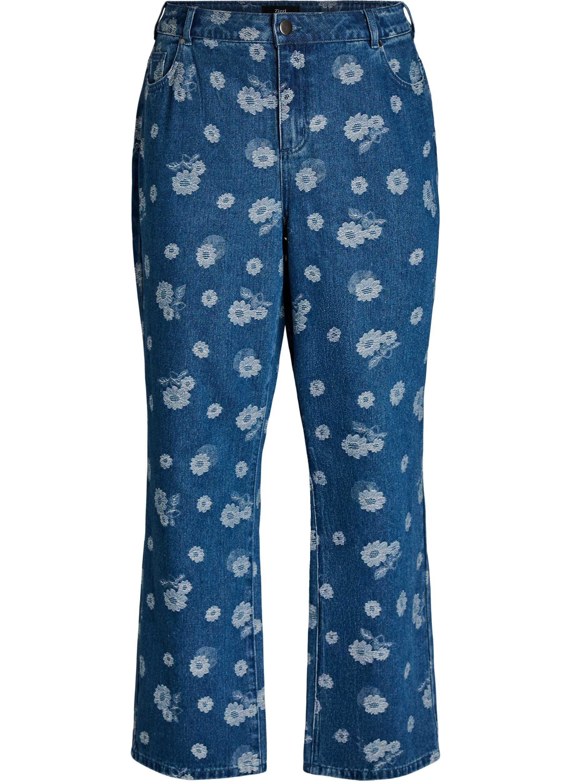 Zizzifashion Gemma high-waisted floral jeans, Blue, Packshot image number 0