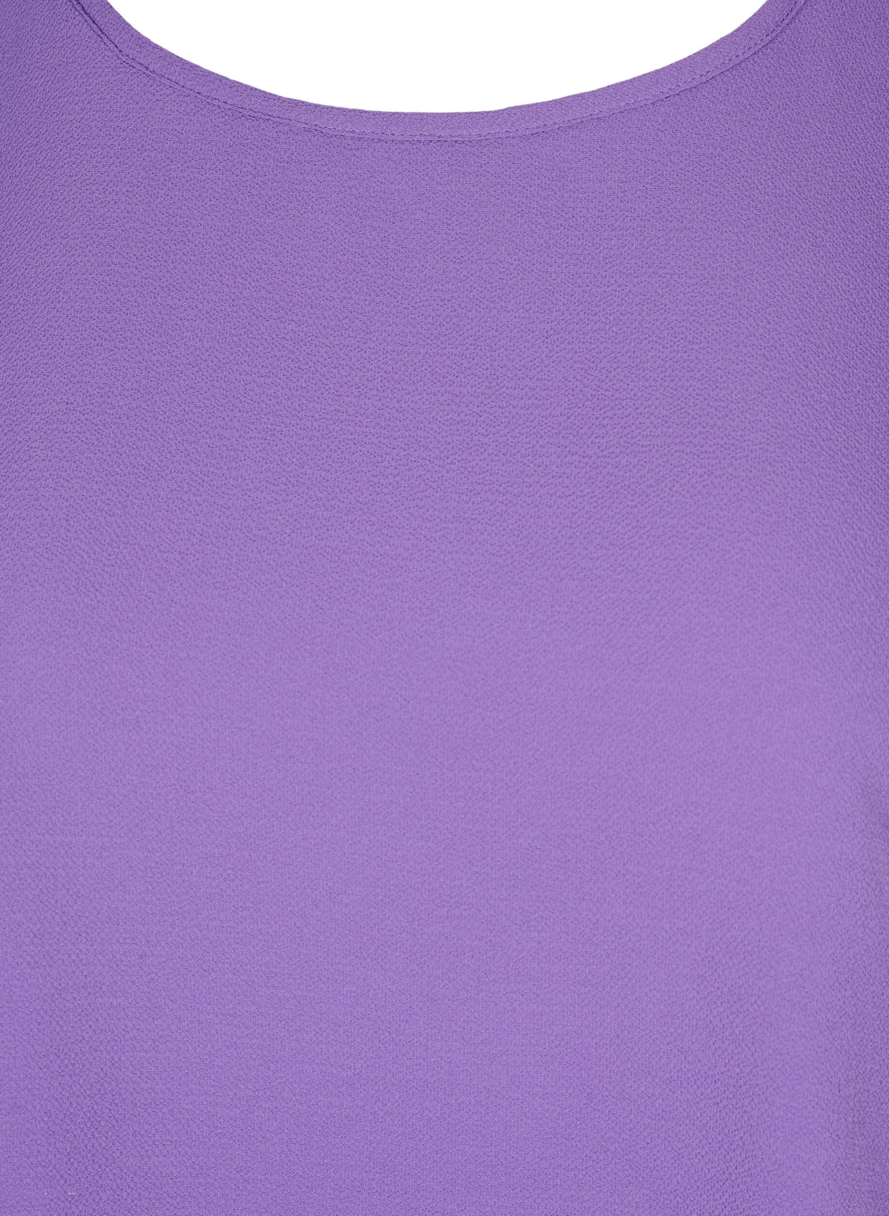 Zizzifashion Blouse with short sleeves and a round neckline, Purple, Packshot image number 2