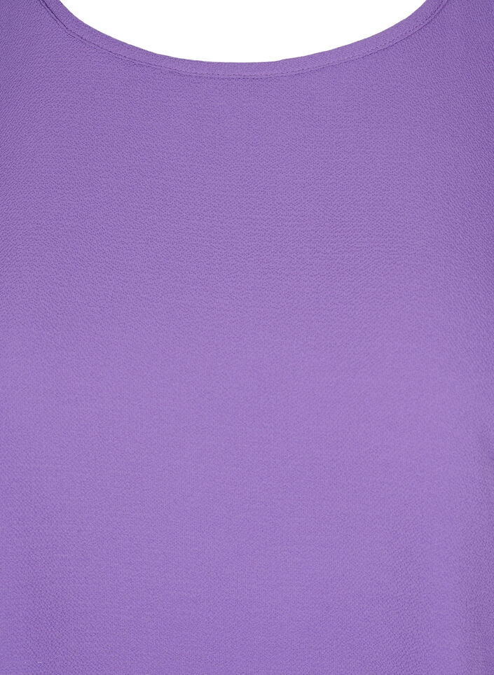 Blouse with short sleeves and a round neckline, Purple, Packshot image number 2