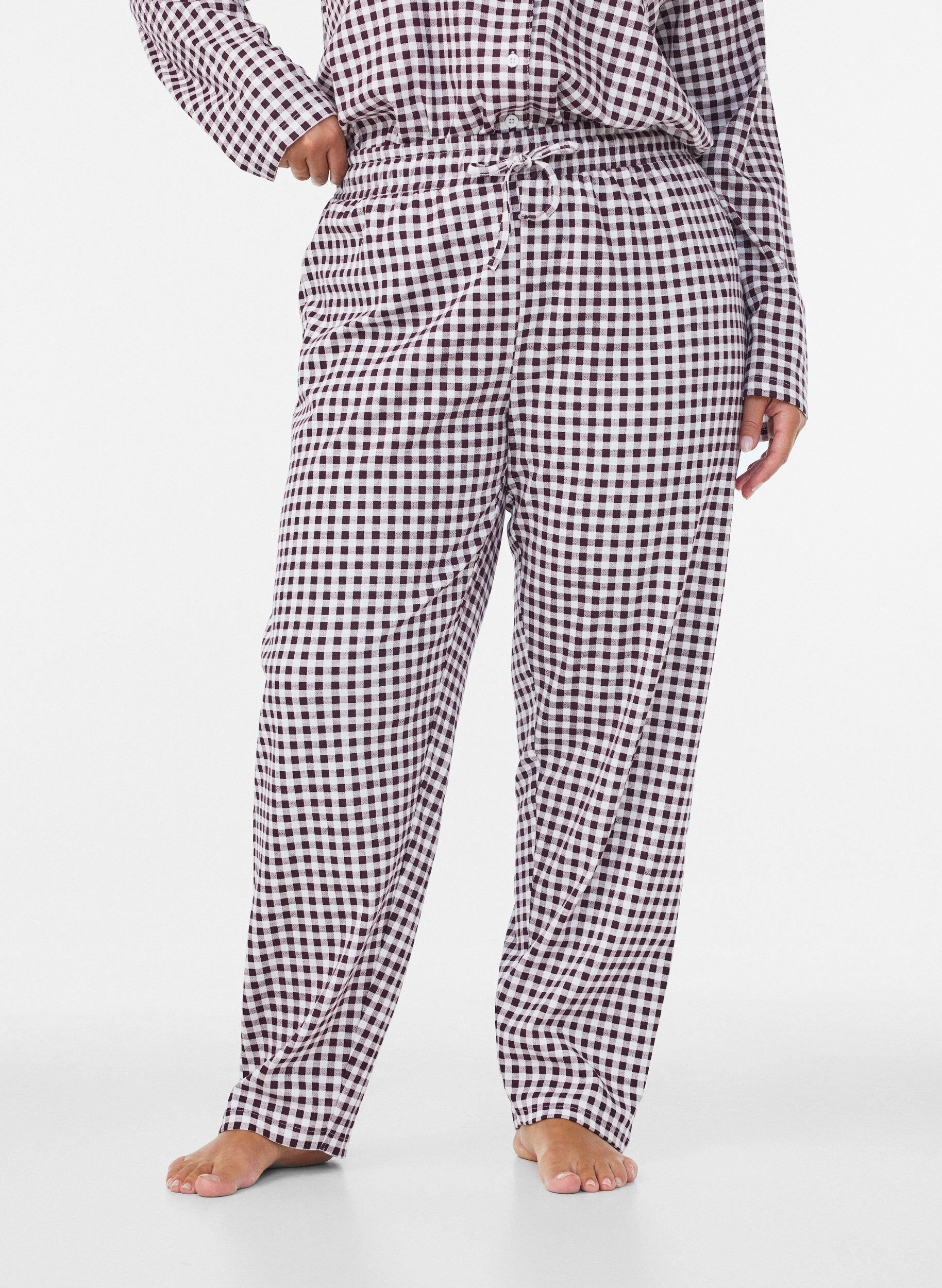 ZizzifashionCotton pyjama trousers with high waist, Red, Model image number 2
