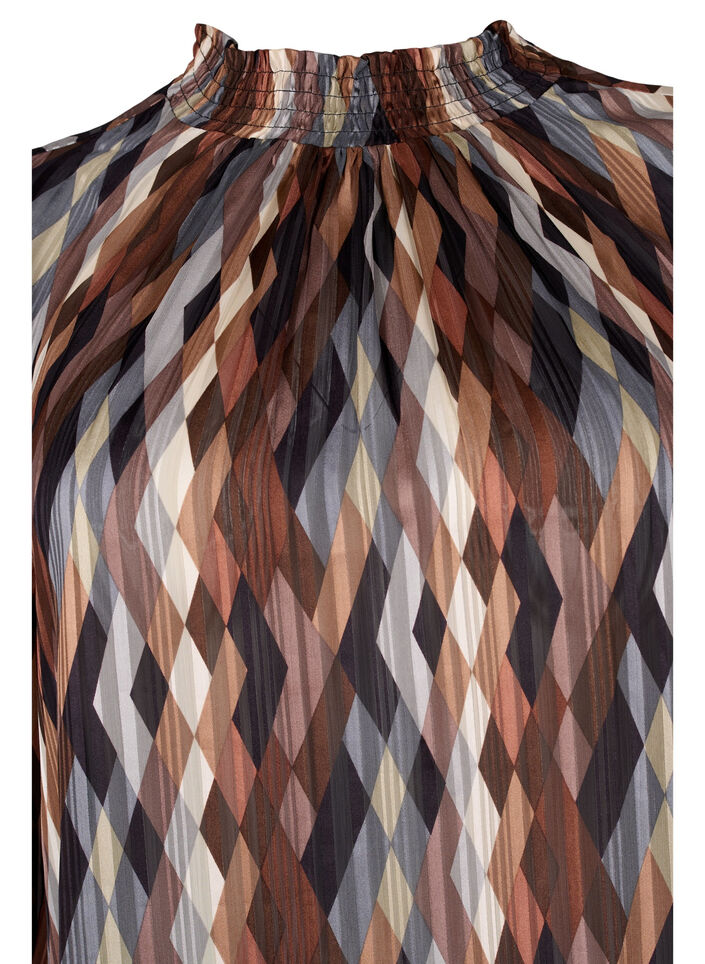 Printed blouse with smock, Earthy Zig Zag, Packshot image number 2
