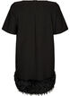 Short jersey dress with feather trim, Black, Packshot image number 1