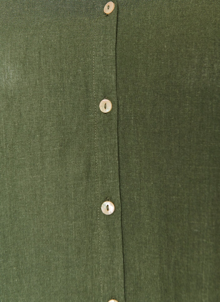 Blouse in linen and viscose with V-neck, Green, Packshot image number 2