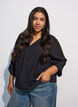 Blouse with balloon effect and chiffon details, Black, Model image number 0