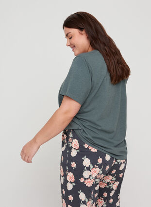 Short-sleeved nightshirt with print, Balsam Green, Model image number 1
