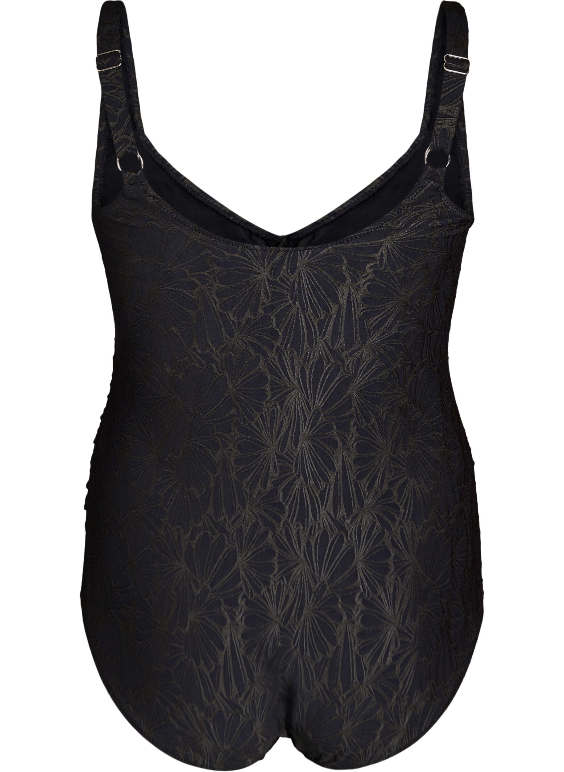 Zizzifashion Swimsuit with wrap detail and tone-on-tone floral texture, Dark Grey, Packshot image number 1