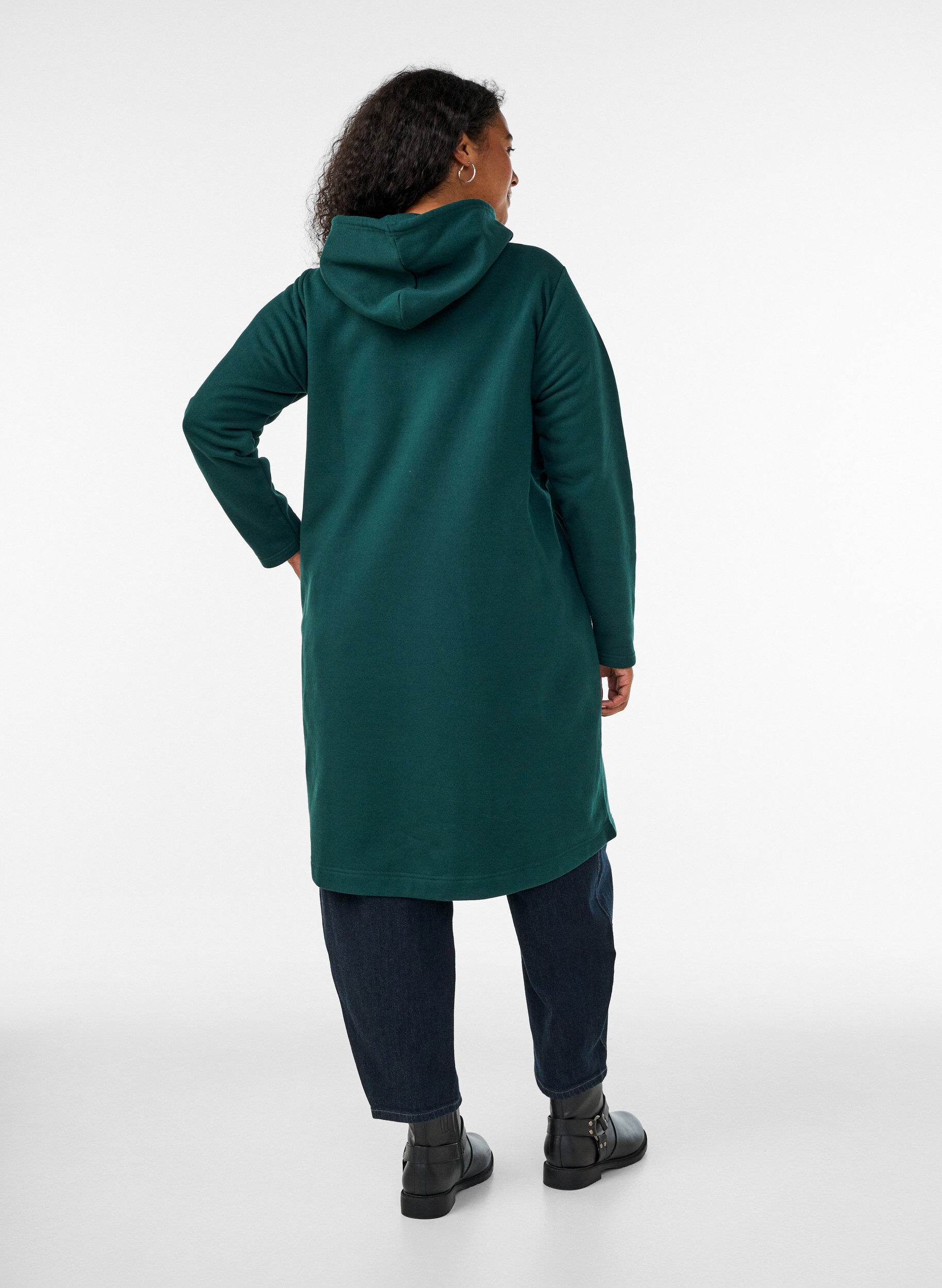 ZizzifashionHooded sweatshirt dress with pockets, 0648, Model image number 1