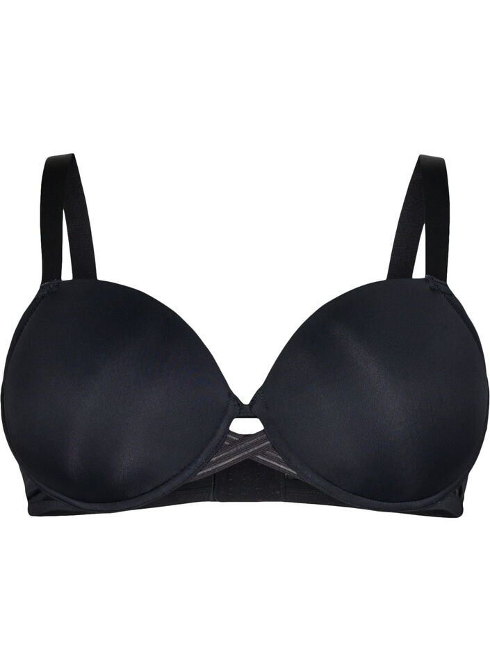 Moulded bra with cross detail, Black, Packshot image number 0
