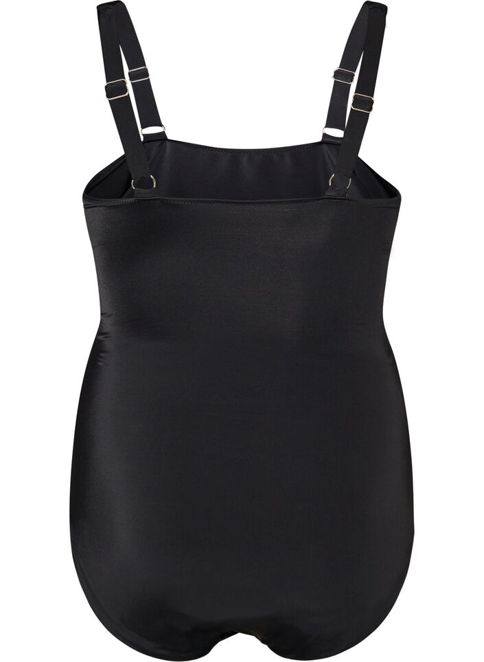 Swimsuit with a draped cross detail, Black, Packshot image number 1
