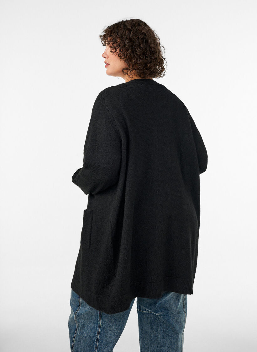 Long cardigan with pockets, Black, Model image number 2