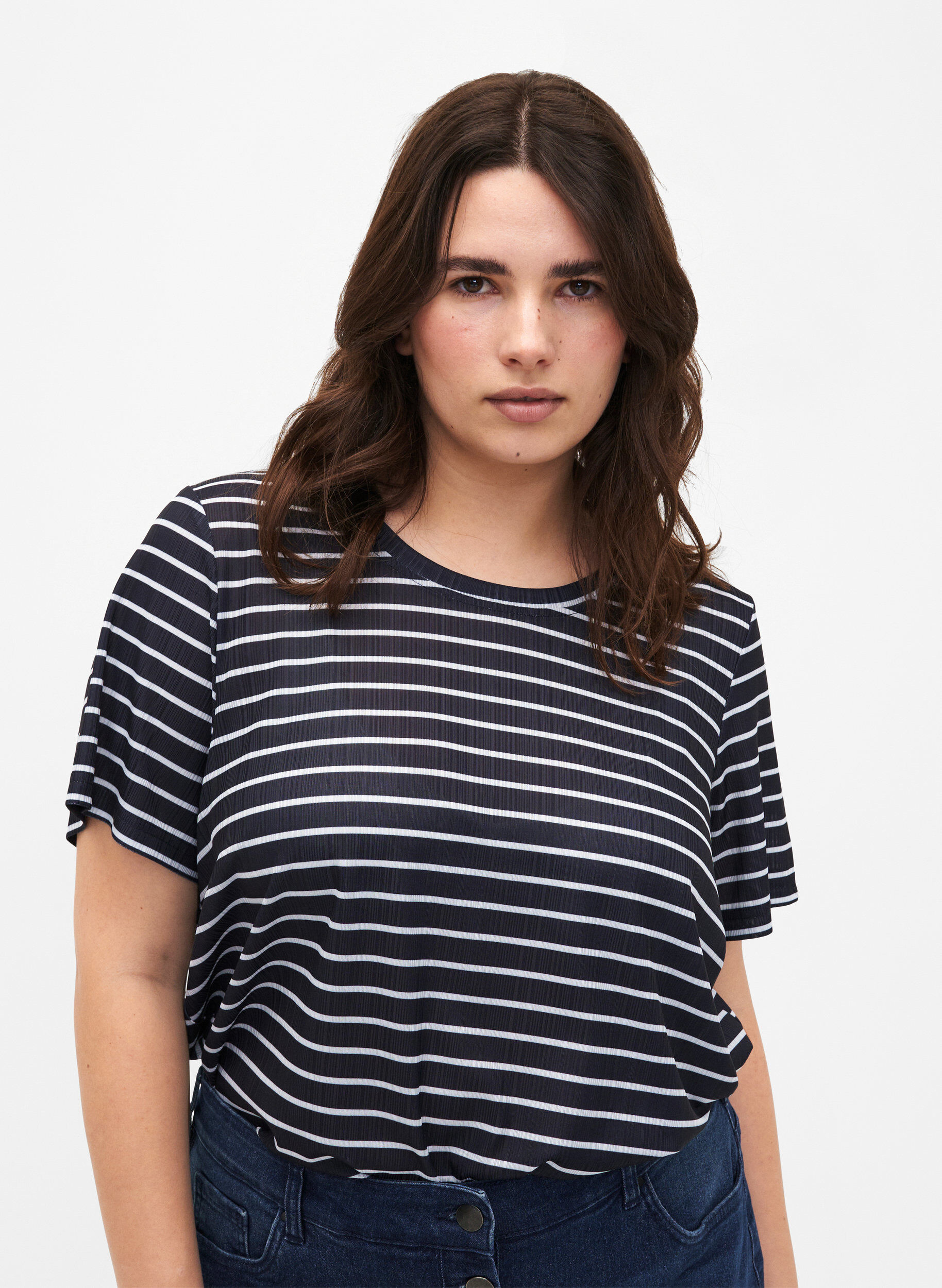 Zizzifashion FLASH - T-shirt with stripes, Night S. W. Stripe, Model image number 0