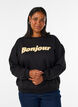 Sweatshirt with boucl&eacute; text motif, Black, Model image number 0