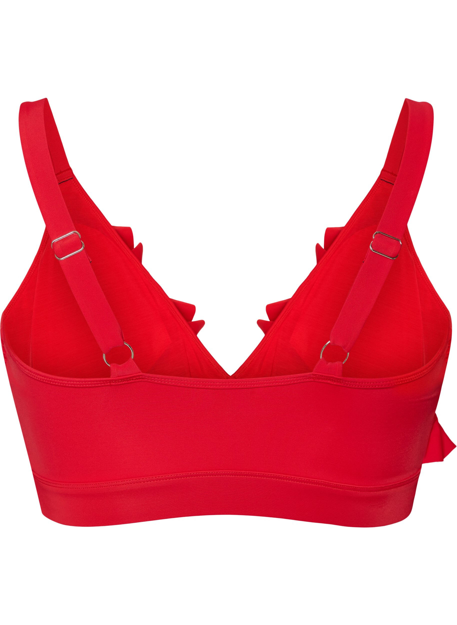 Zizzifashion Bikini top with ruffles and removable pads, Red, Packshot image number 1