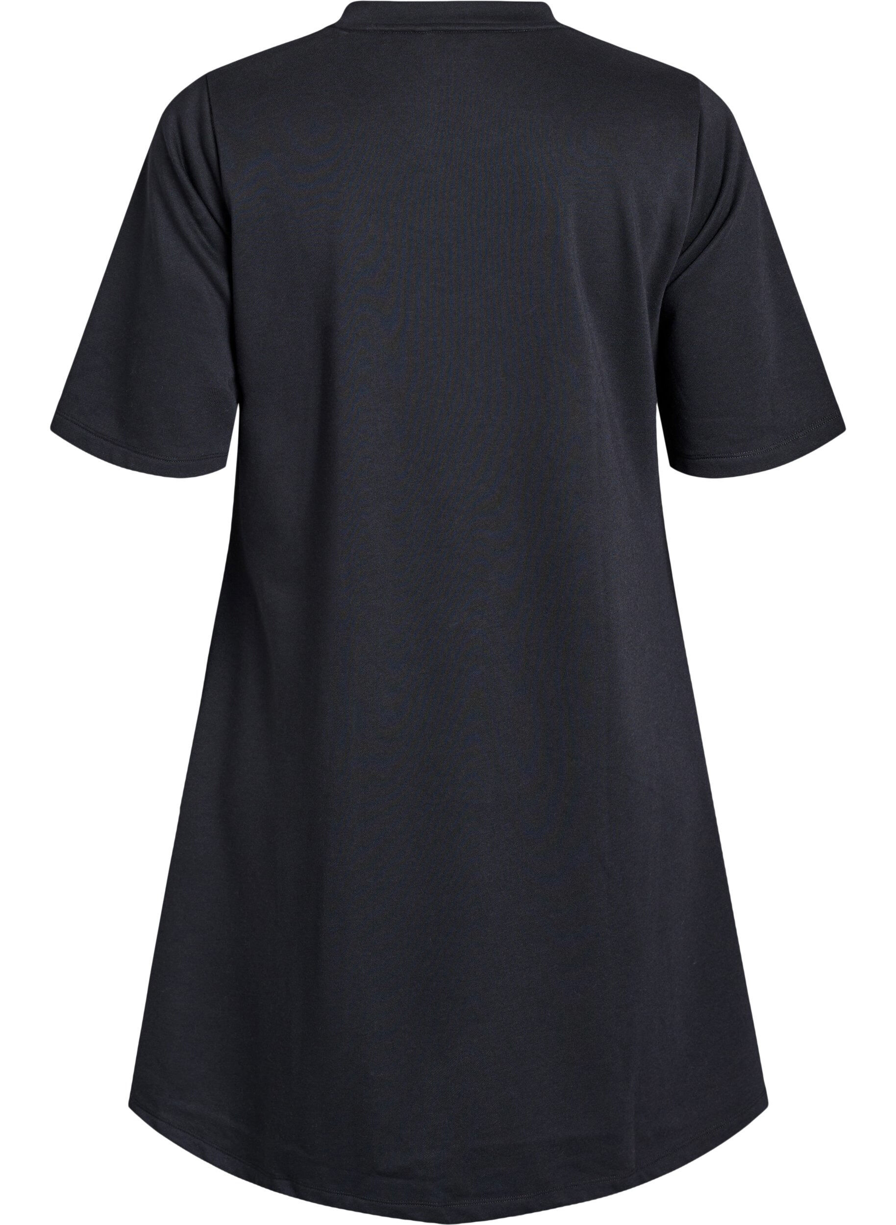 Zizzifashion Knee-length jersey dress with pockets and A-line shape, Black, Packshot image number 1