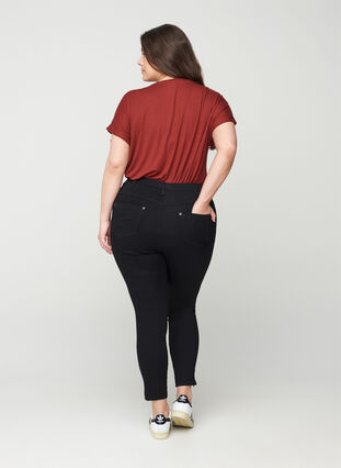 Cropped Amy jeans with a high waist and zip, Black, Model image number 1