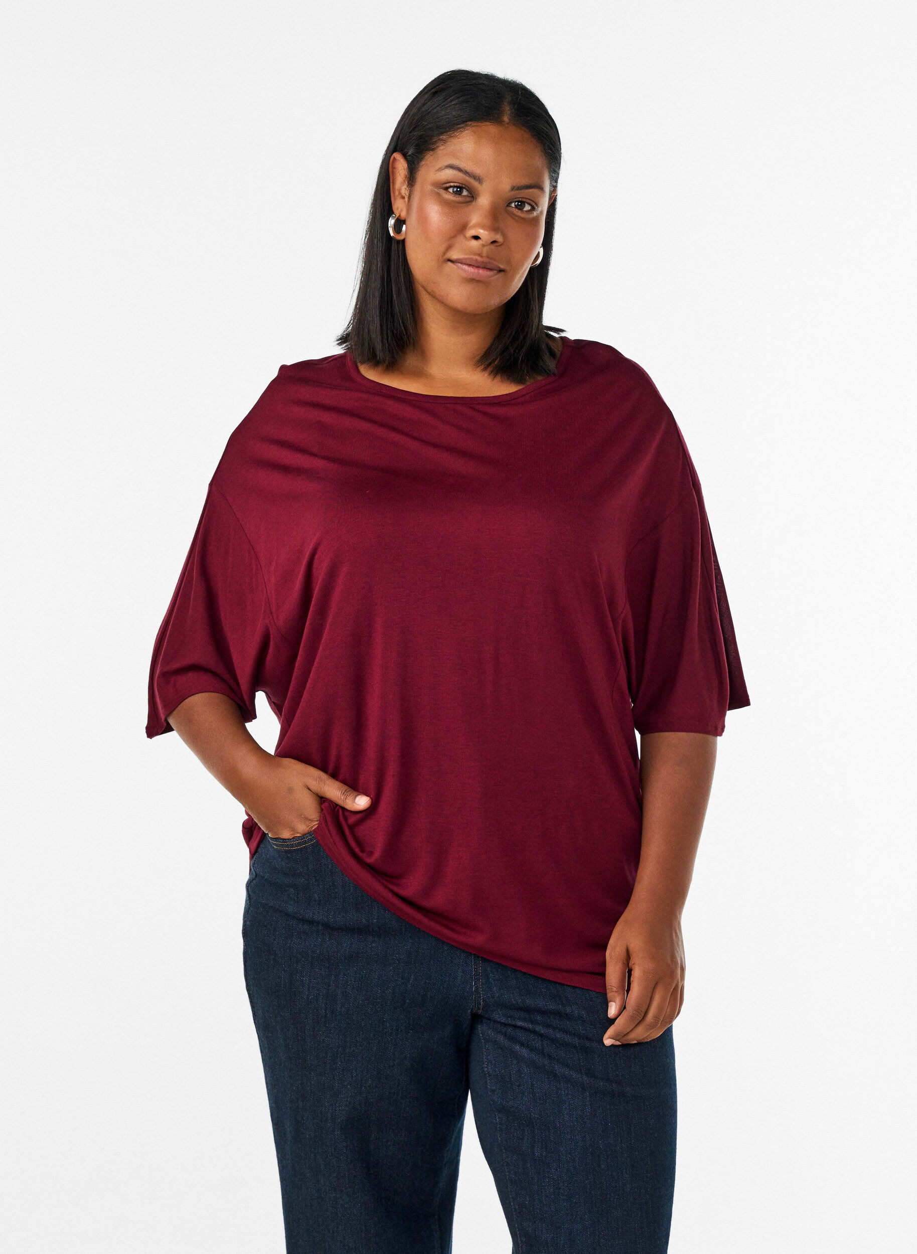 ZizzifashionLoose T-shirt in viscose jersey, Red, Model image number 0