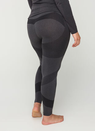 Seamless ski leggings, Dark Grey Melange, Model image number 3