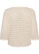Knitted cardigan with eyelet embroidery and a V-neck, Beige, Packshot image number 1
