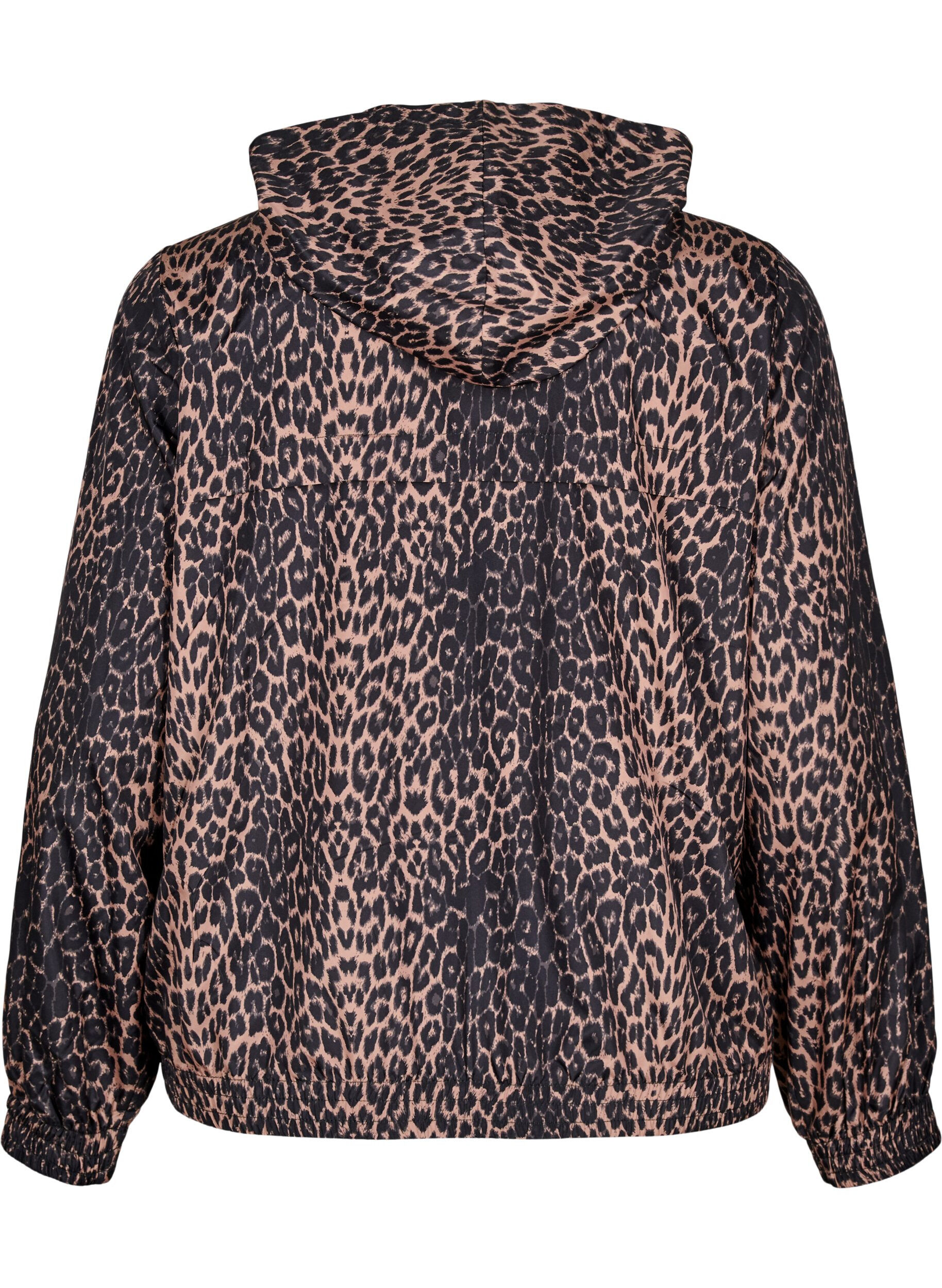 Zizzifashion Leopard print sports jacket with a hood, Brown, Packshot image number 1