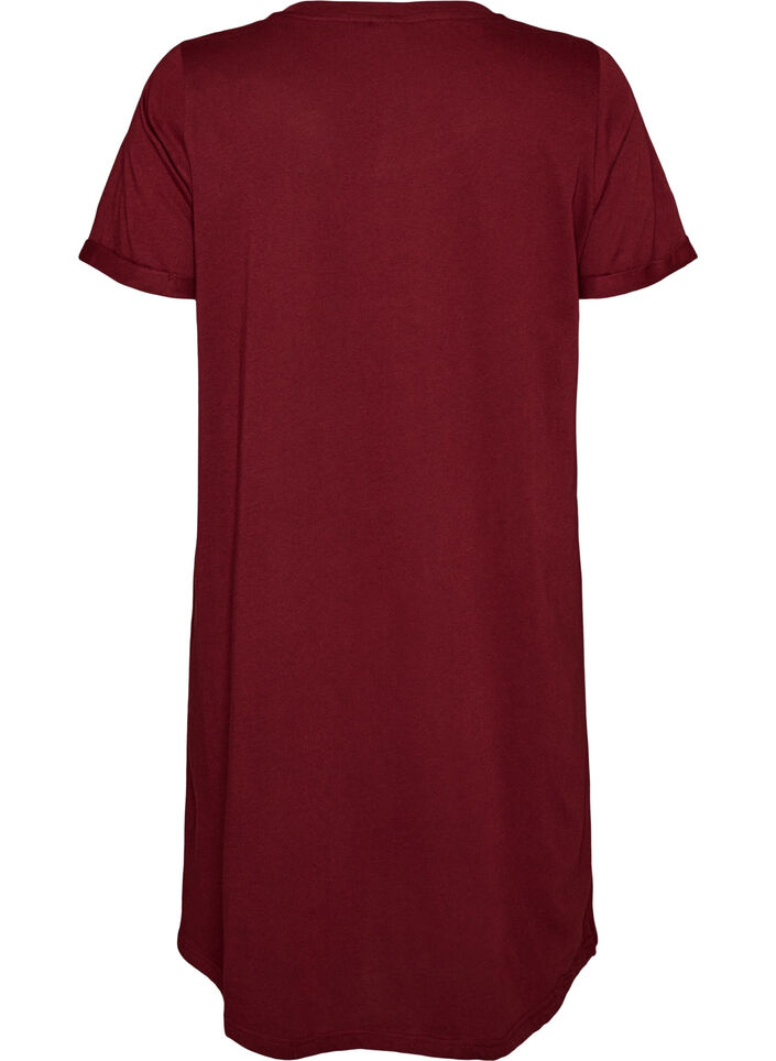 Short-sleeved nightgown in organic cotton, Dark Bordeaux, Packshot image number 1
