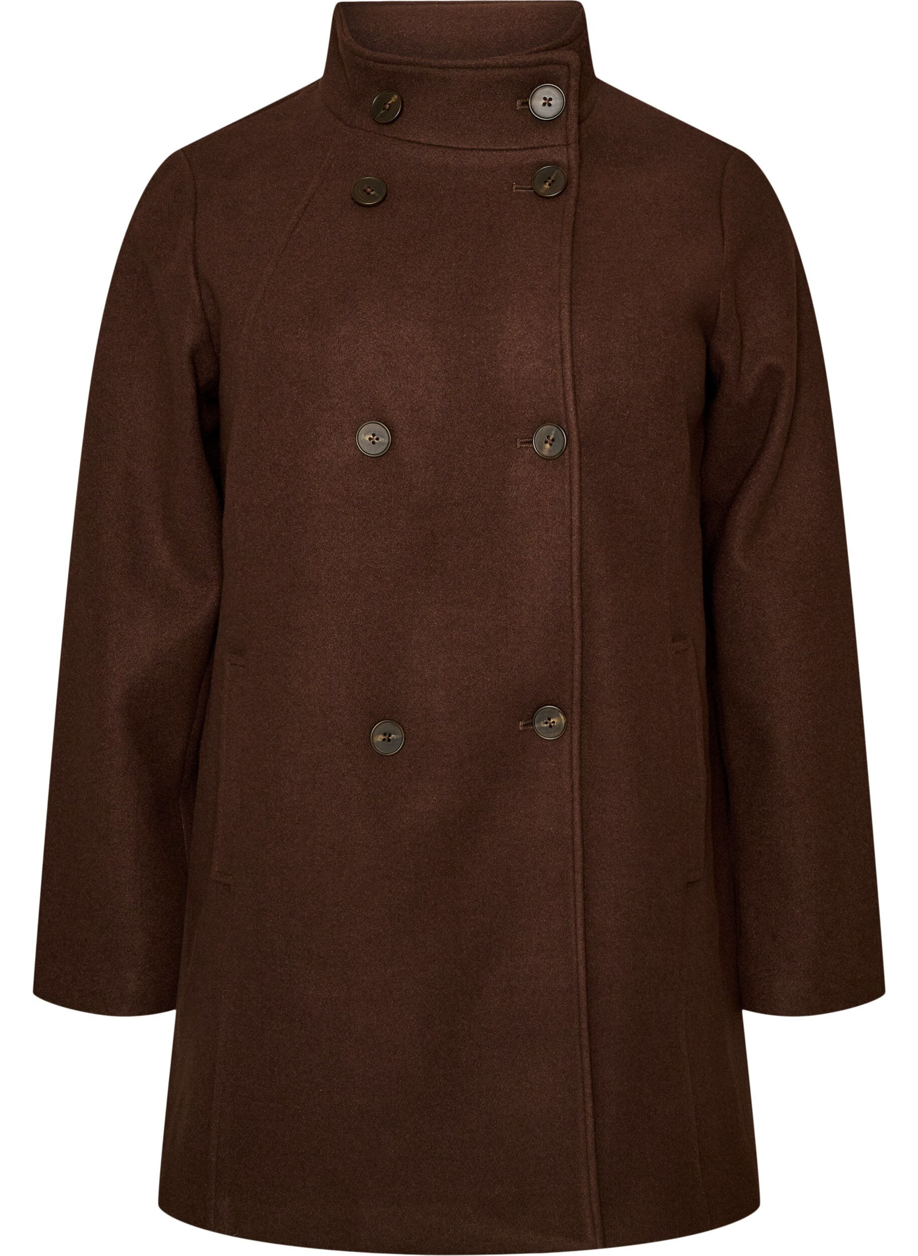 ZizzifashionShort coat with A-line shape, Brown, Packshot image number 0