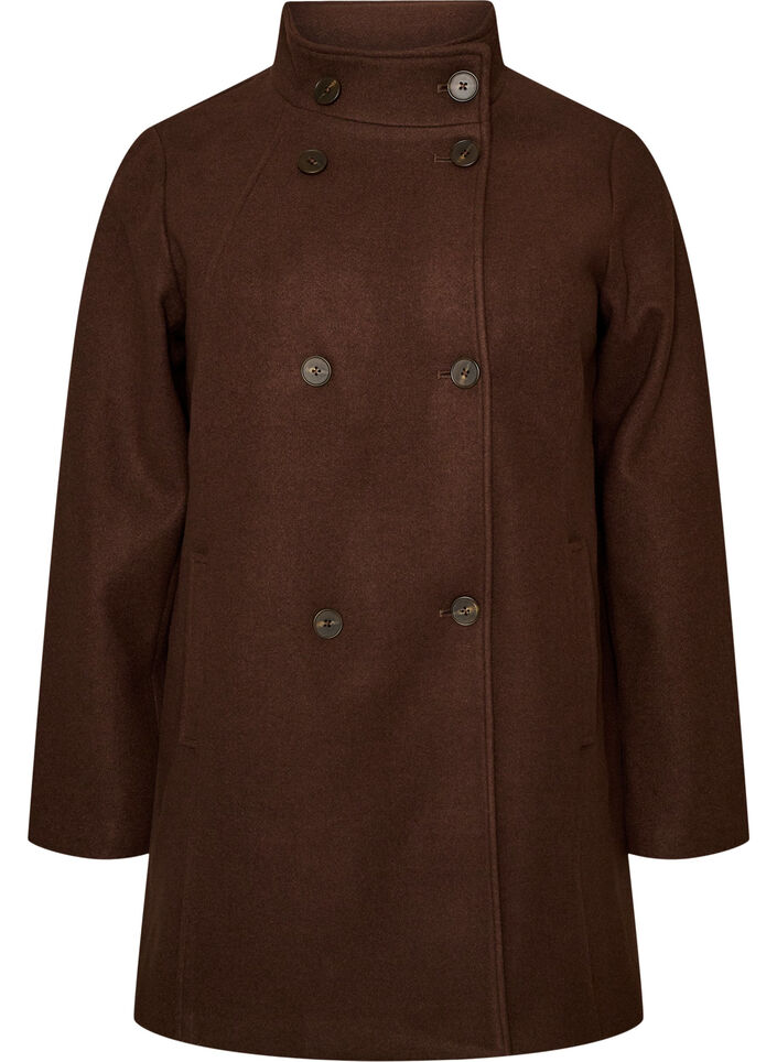 Short coat with A-line shape, Brown, Packshot image number 0