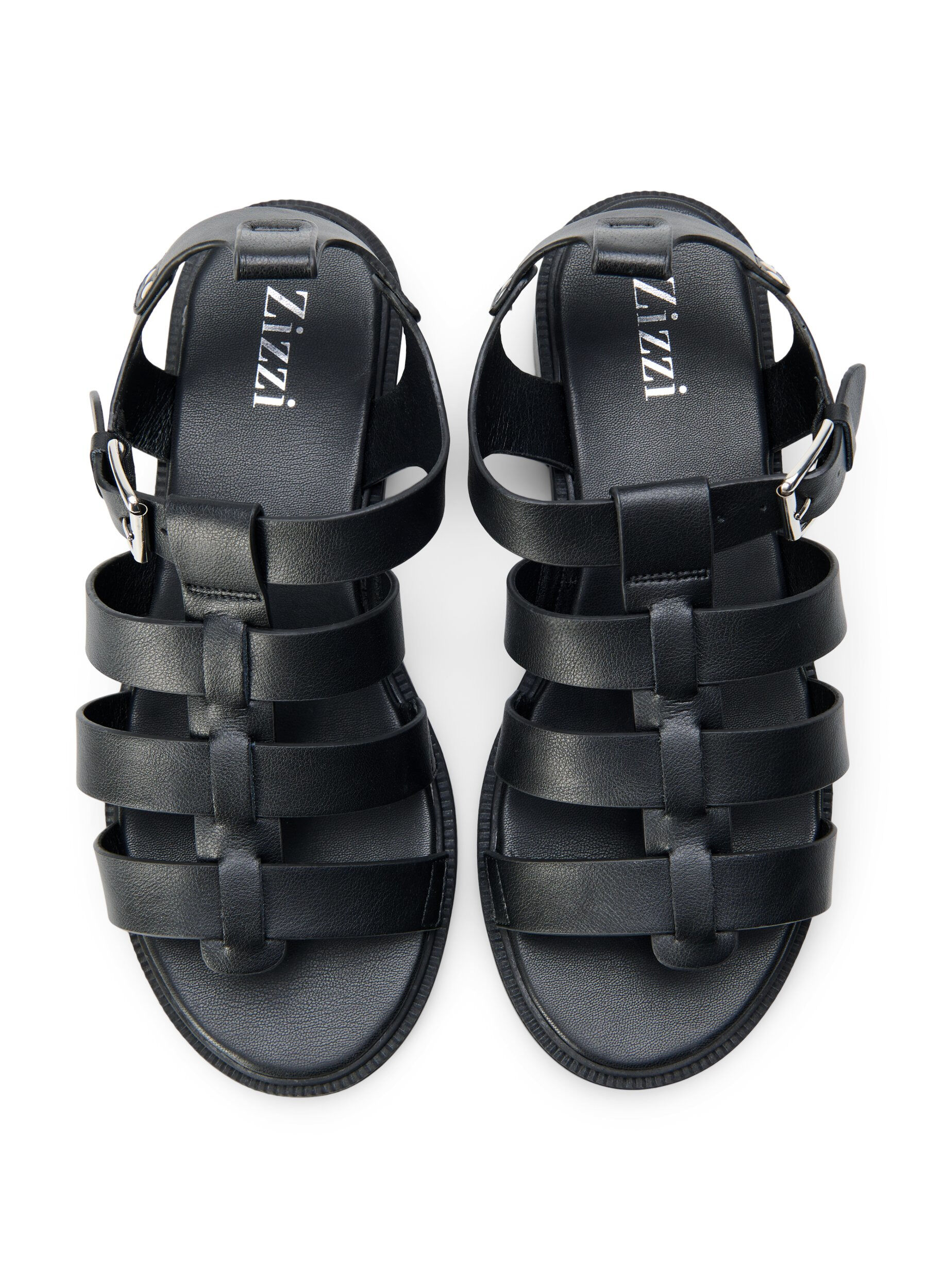 Zizzifashion Wide fit leather sandal, Black, Packshot image number 2