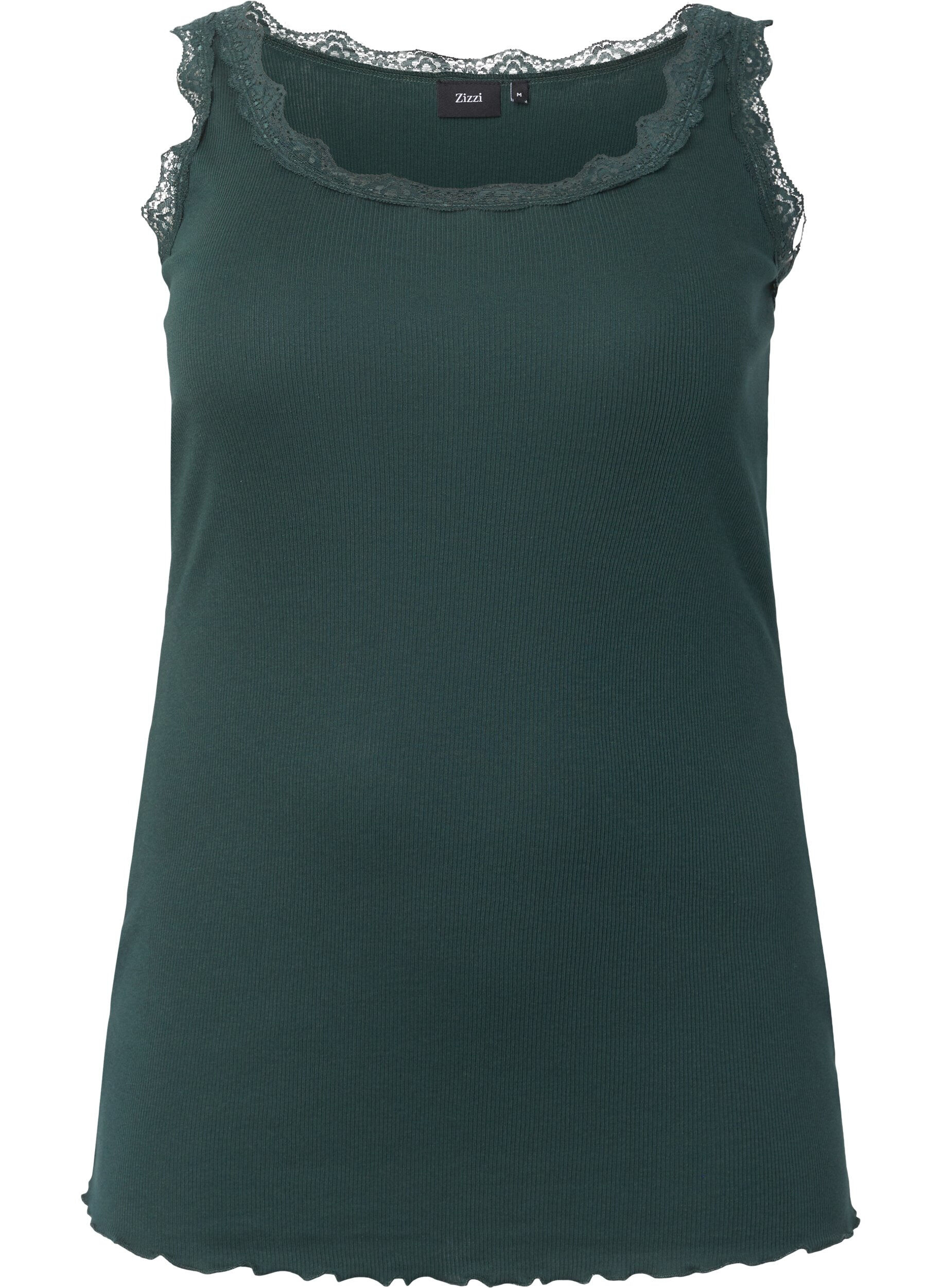 Zizzifashion Top with lace trim, Green, Packshot image number 0