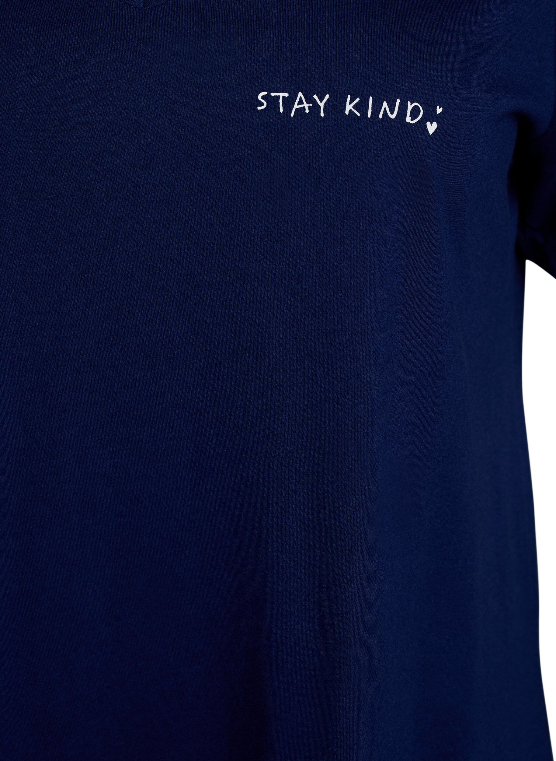 Zizzifashion Organic cotton nightdress with V-neck, Blue, Packshot image number 2