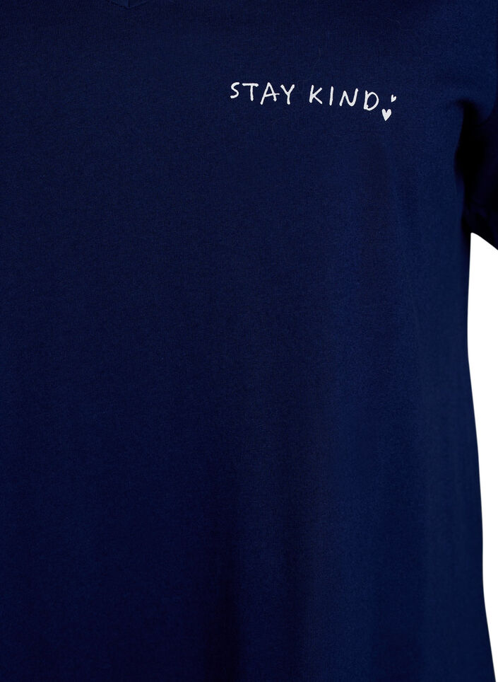 Organic cotton nightdress with V-neck, Blue, Packshot image number 2