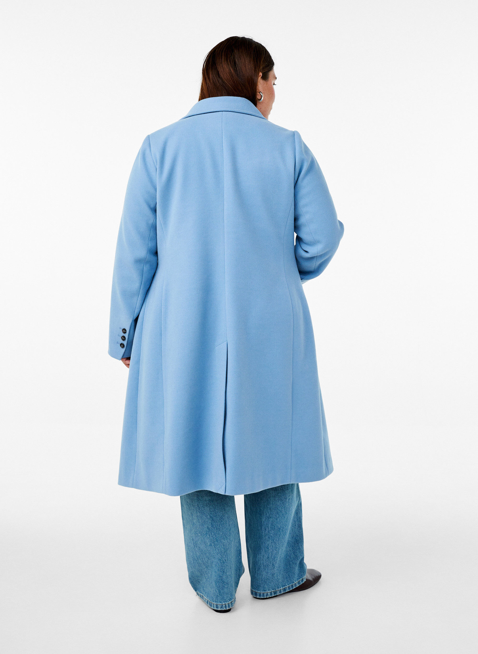 Zizzifashion Long coat with a slit at the back, Light Blue, Model image number 2